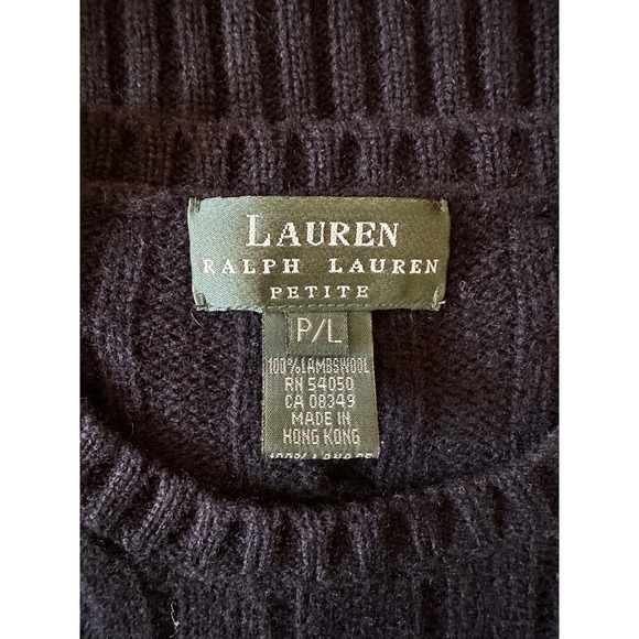 Ralph Lauren Vintage lambswool Navy Blue Cable Knit Sweater RL Crest Logo - Picture 9 of 14
